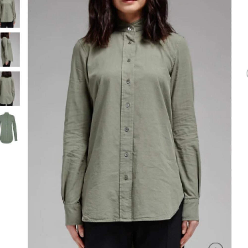Frame Le Tunic Button Down LS Shirt Green S military streetwear casual basic